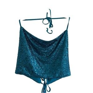 NWT wild fable size small blue sequin top sparkles